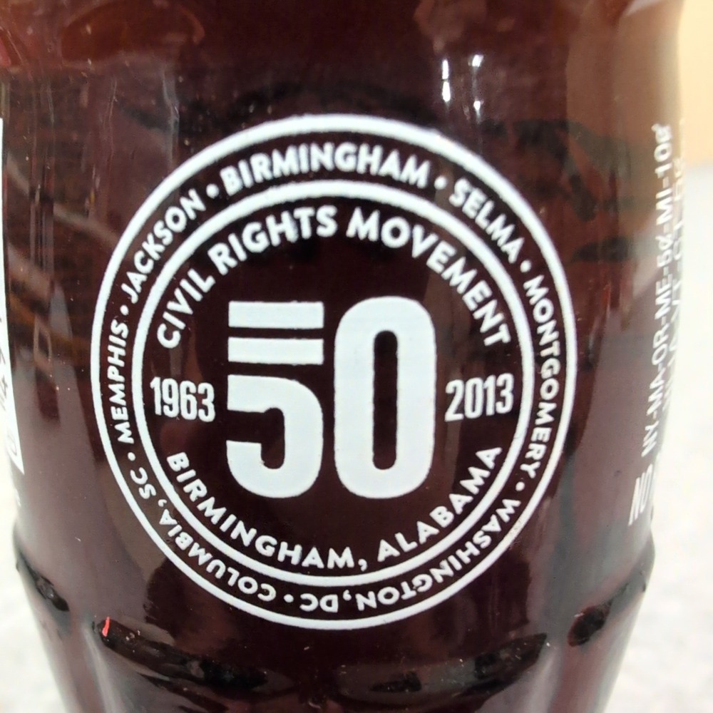 Coca-Cola 50th Anniversary Civil Rights Movement 1963-2013 Glass Bottle 8oz - Picture 1 of 6